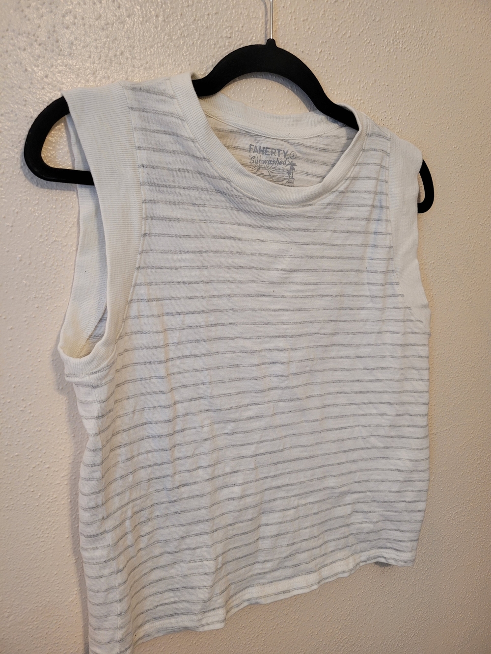 Faherty Sunwashed Slub Muscle Tank Organic Cotton Striped Top Size S - Picture 4 of 6